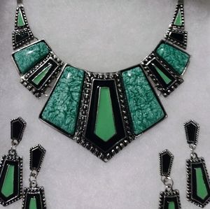Silver plated Chunky Statement Necklace & Earring set